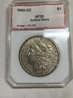 1892 CC Morgan Silver Dollar PCI VF-20
