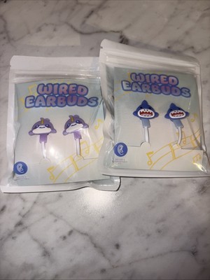 NEW Vivitar Kids Shark Themed Wired Earbuds!  Multicolor NIB 2pack 
