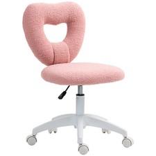 HOMCOM Heart Computer Chair Armless Teddy Fleece Swivel Office Chair Refurbished