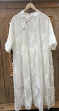 Buykud Dress Womens M L  Ethereal Smock Midi Boho White Lace Dress
