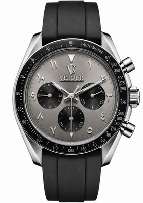 Velour Torvex  Automatic Chronograph Style Arabic Dial Grey Black Watch VK63