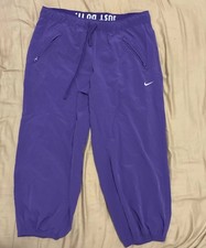 Vintage Nike Windbreaker Pants Womens Large Purple Tapered Cuffed 3/4 Lined