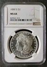 1880 S $1 Morgan Silver Dollar NGC MS64