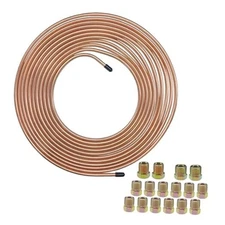 25 Ft 1/4" Brake Line Tubing Kit, Copper Coated Brake Line Repair Kit with Gold