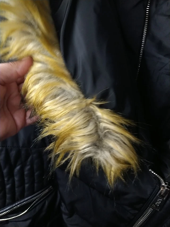 XoXo Para Mujer 3X Negro Cremallera Bolsillo Forrado Piel Capucha Cremallera Frontal Exterior Informal  Foto 4 de 4