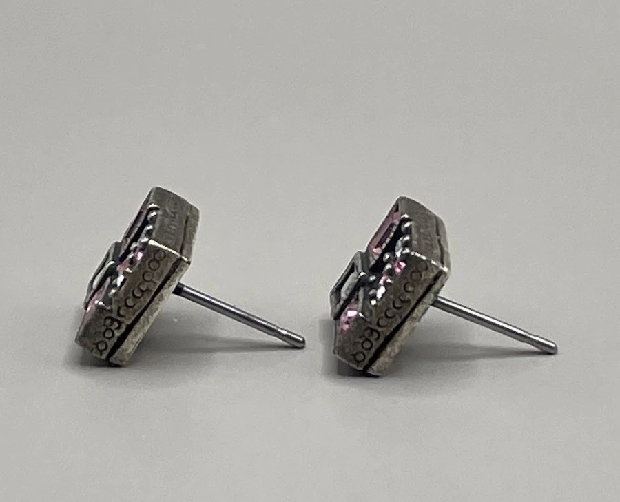 Pendientes para mujer Patricia Locke EE. UU. placa de plata perforada cristales de Swarovski 2002 Foto 4 de 4