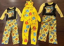 Lot Of 3 - Pokemon Pikachu Hooded Sleeper and 2 Piece Fleece Pajama, Size 8  6