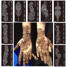 9 Sheet Temporary Tattoo Stencils,Henna tattoo kit 8.2 inches x 4.7