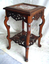 Frankreich kleine Blumensäule Blumentisch Tisch Holz Marmor Schnitzerei um 1880