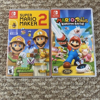 Super Mario Maker 2 And Mario Rabbids Kingdom Battle - Nintendo Switch Lot Of 2