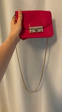 Furla Julia Mini Gloss Pink Saffiano Leather ...