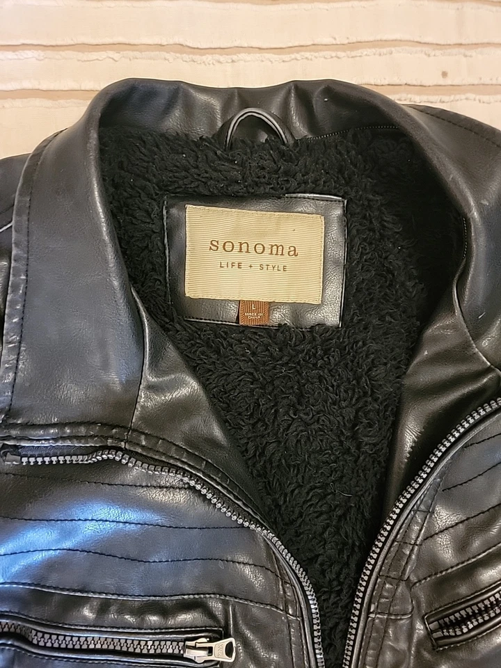 Chaqueta de bombardero Sonoma Life Style para hombre talla L forrada de piel sintética marrón oscuro  Foto 3 de 4