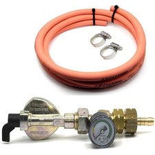 LPG GAS ADAPTER, CLIP ON 20mm 21.8 LH Thread Nut Tail barbed fitting 1M Pipe.