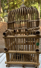 Hanging Dometop Bird Cage with Dome Top, Wood Construction, Brown