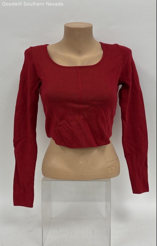 House of Harlow Women's Red Long Sleeve Crop Top - Size Small