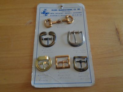 Salesman Sample ALLENS MFG BUCKLES ON CARD w/hand written details Vintage