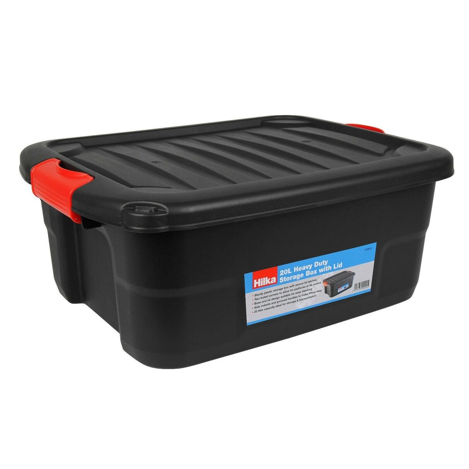 Heavy Duty 20L Secure Lid Sturdy Plastic Storage Box Padlocks or