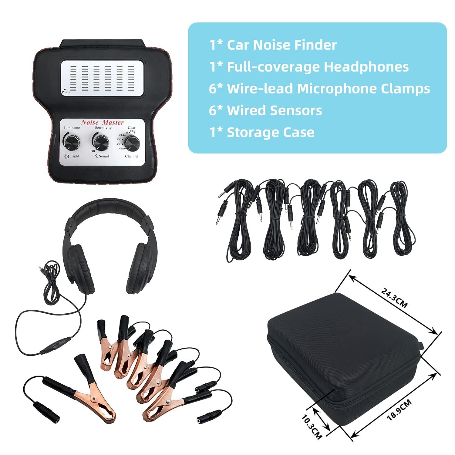 Chassis Ears Automotive Electronic Stethoscope Engine Noise Finder 6Channel M1Y3 eBay