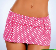 5005 Pink Fuchsia White Polka Dots Club Dance Wear Short Mini Skirt Rave S M L
