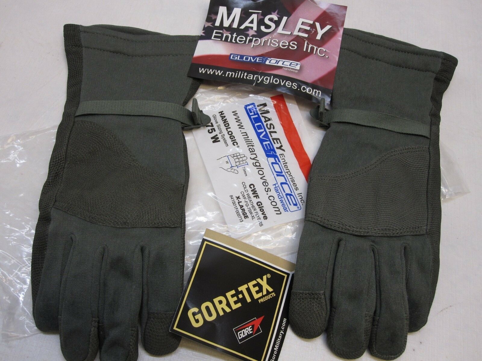 USGI MASLEY MILITARY COLD WEATHER FLYERS GLOVES XL 75W CWF GORE-TEX NOMEX GLOVE