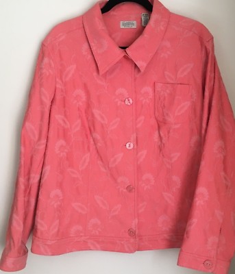 Women's Jacket CLASSIC ELEMENTS Woman CORAL PEACH Tone on Tone Floral 16W - 18W