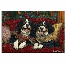 Bernese Mountain Dogs in Classic Attire on Flat Rolled, Framed or Wrapped Canvas