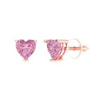 1.0 ct Heart Cut Studs Women's Earrings Solid Rose Gold Earrings Push back