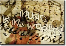 Music is My World Picture on Stretched Canvas, Wall Art Décor, Ready to Hang