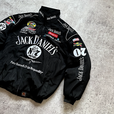 Jack Daniels Vintage Nascar Chevrolet Racing Nylon Black Jacket