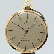 Omega De Ville Vintage Pocket Watch Mechanical Manual Gold Open Face Swiss 46mm
