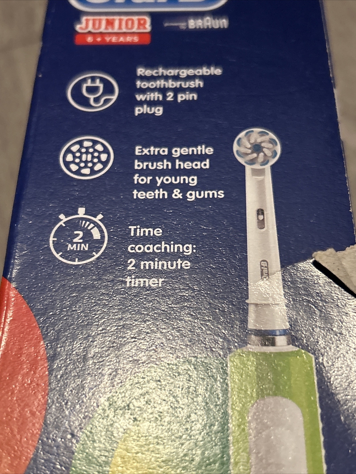 Braun OralB Kids Children Junior 6 + Electric Rechargeable Toothbrush