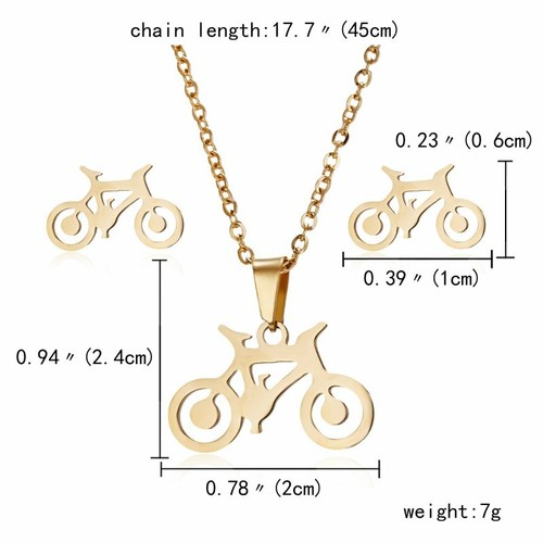 Gold Plated Heart King Pendant Necklace Earrings Stainless Steel Women Jewelry - Picture 71 of 73