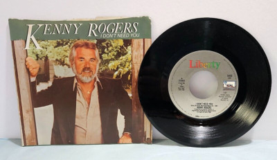 Kenny Rogers- I Don't Need You 45 RPM Vinyl Record LP with Picture Sleeve