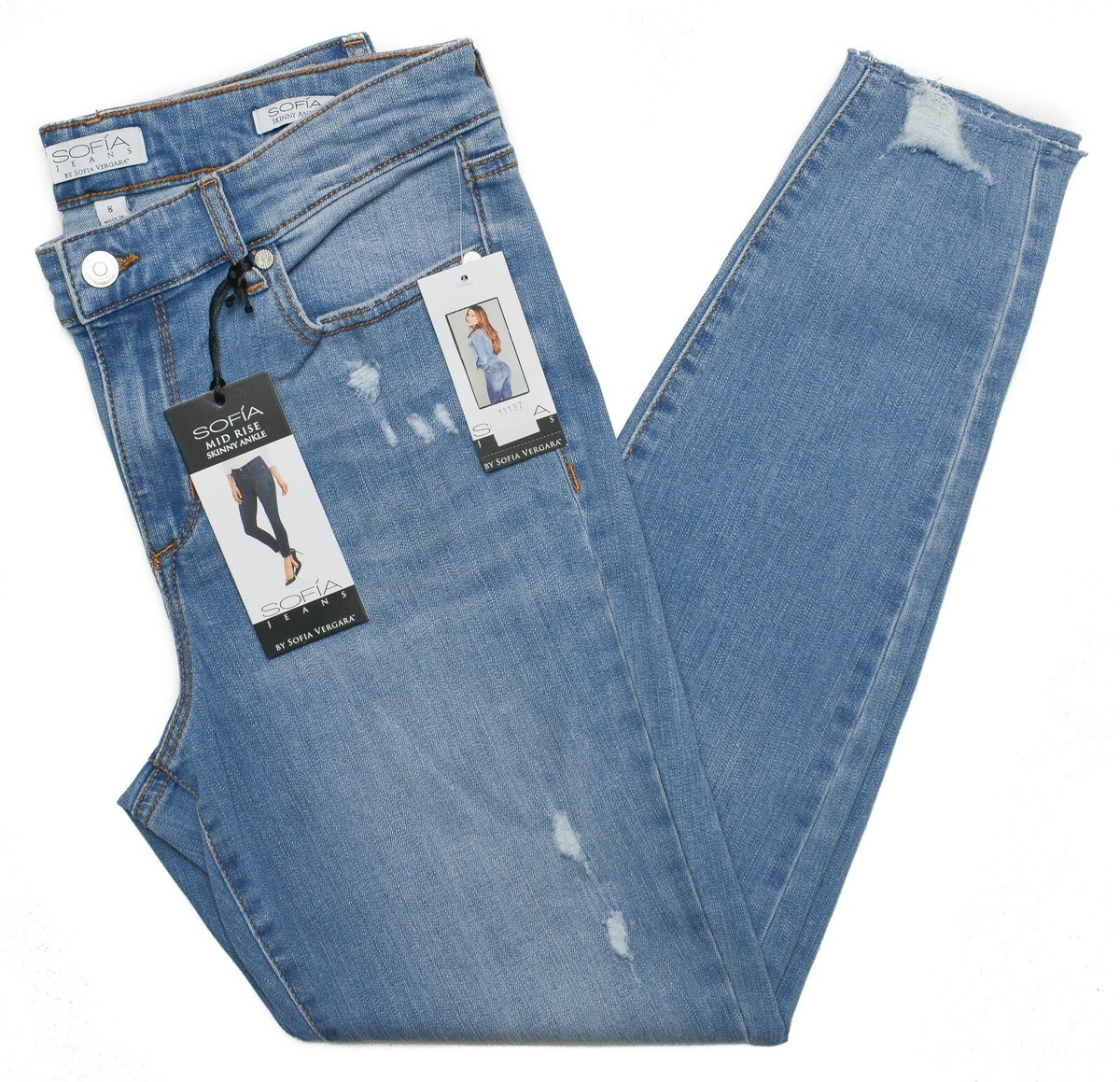 Sofia Jeans By Sofia Vergara #11137 NEW Women's Sofia Mid Rise Skinny Ankle  Jean