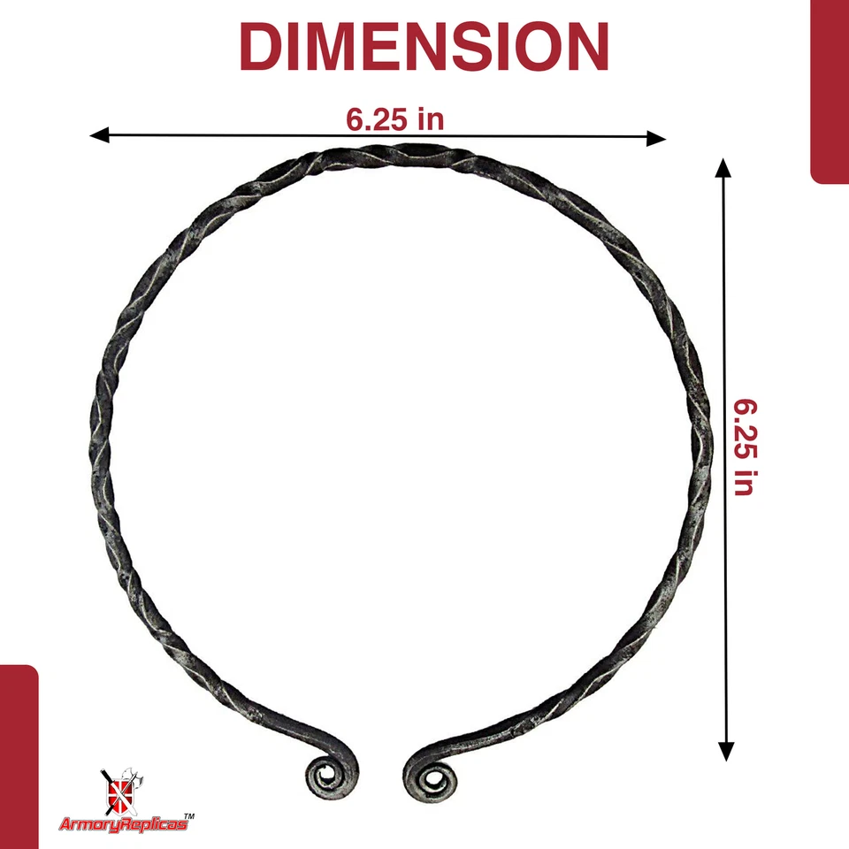 Medieval Jewelry Hand Forged Handmade Viking Warrior Unisex Iron Torc Necklace - Image 2 of 4