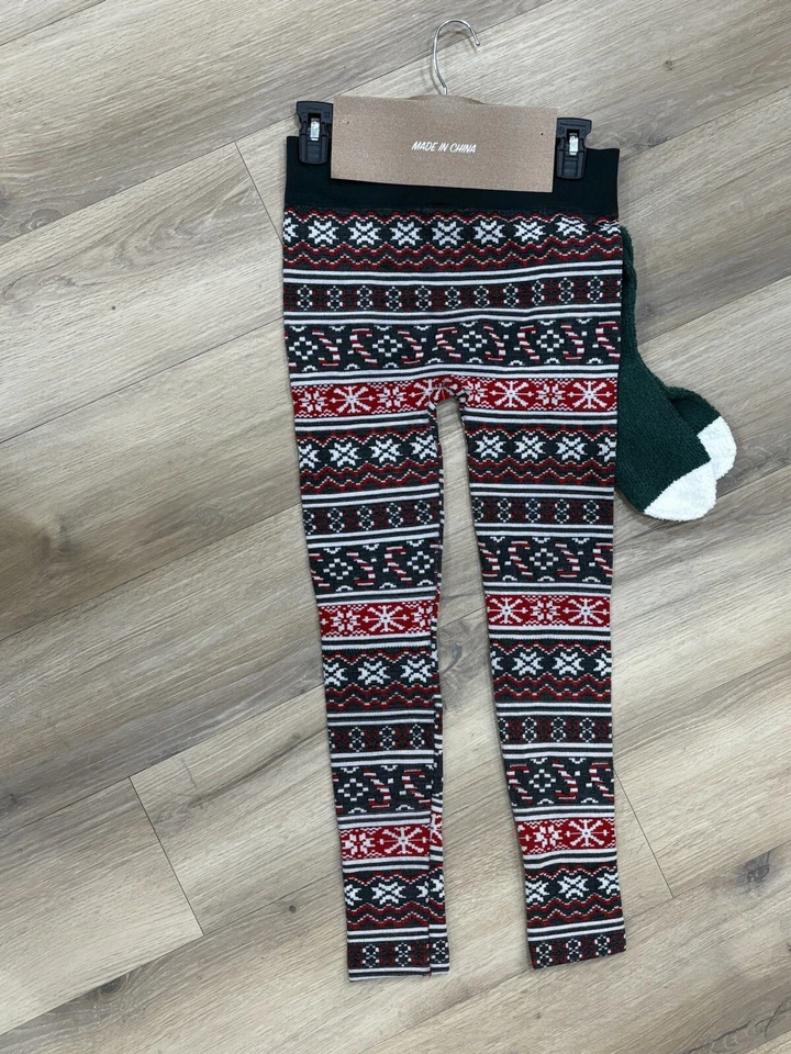 Derek Corazón Juniors Invierno Navidad Patrón Leggings y Calcetines Difusos Talla - Nuevo con Etiquetas Foto 2 de 2