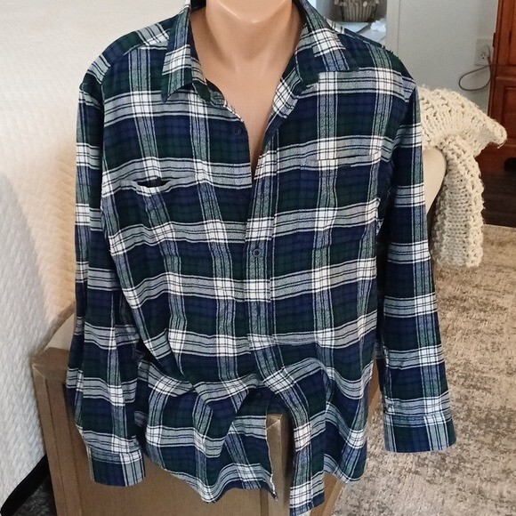 Pendleton Hawthorne flannel patch elbow L blue gr… - image 2