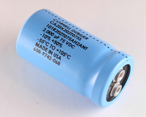 LOT OF TWO CDE capacitor 2,000uF 75V Aluminum Electrolytic Large