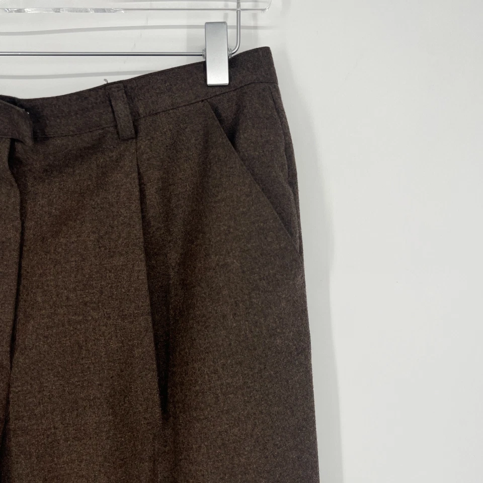 Pantalones Pantalón De Colección Escada Mujer 40/ EE. UU. 8-10 Marrón Lana Pierna Recta Diseñador Foto 3 de 4