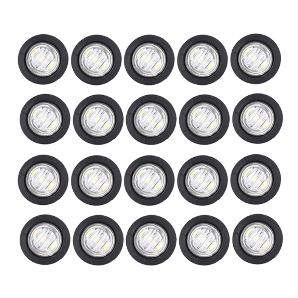 White Side Marker Light Amber LED 12V Fits Car Truck Trailer RV Round