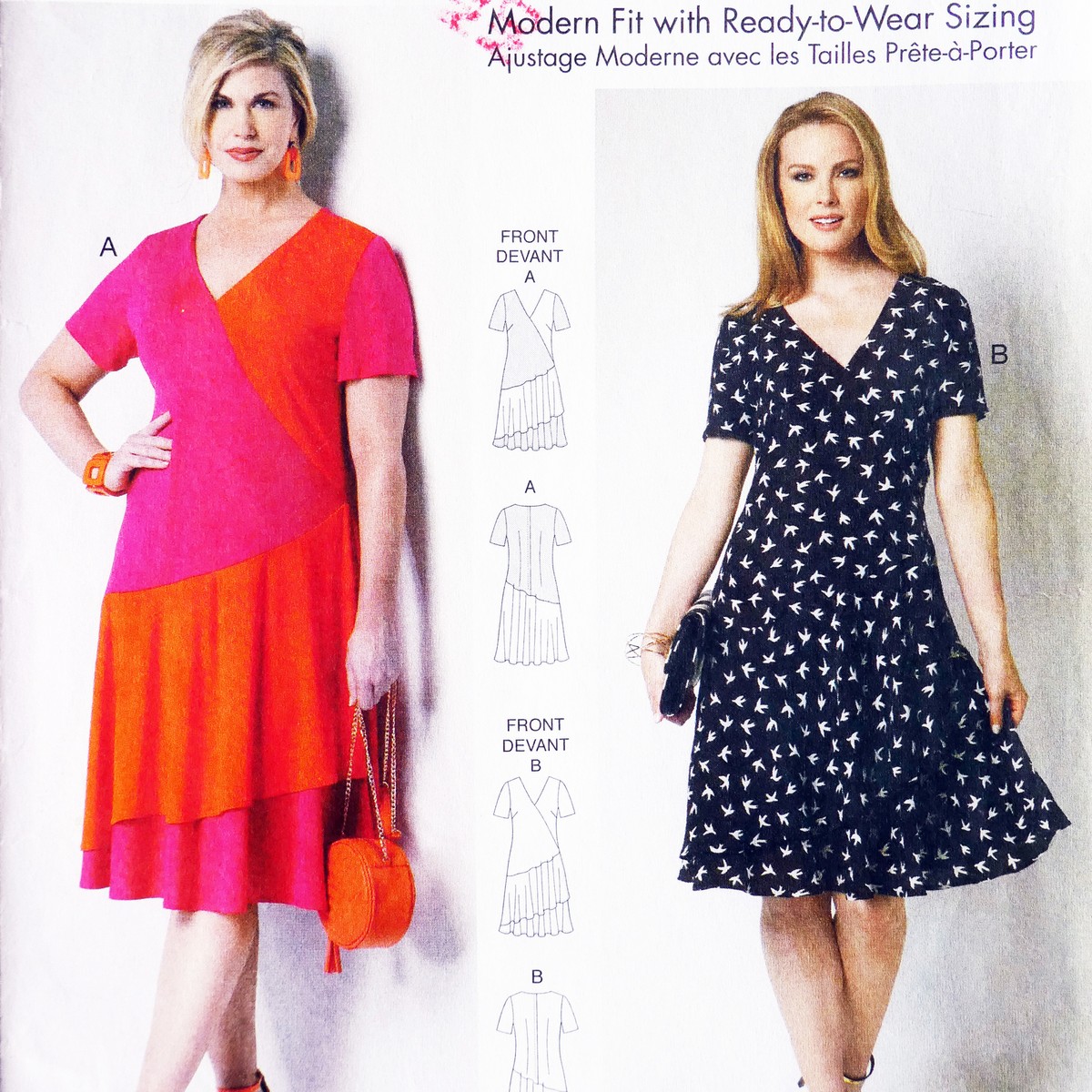 Sewing Pattern Dress Bust Sizes 44 to 68" Asymmetrical Seam Detail Uncut  B6222 | eBay