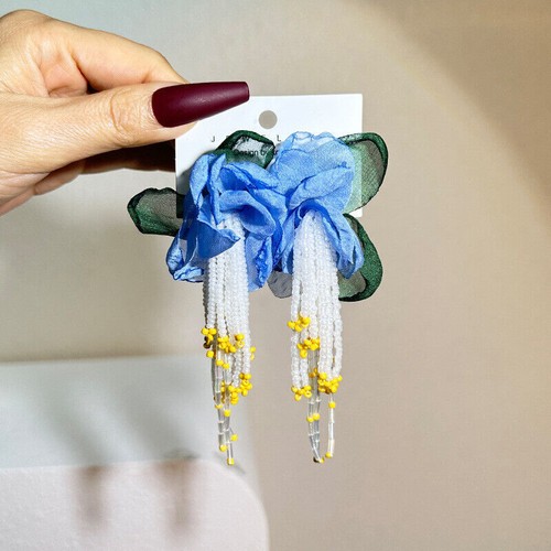 Fabric Drop Earrings Vintage Fashion Tassel Bohemian Statement Handmade Jewelry - Picture 71 of 225