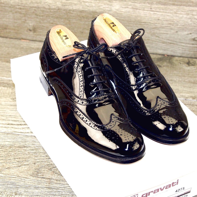 * NEW * $575 GRAVATI Neiman Marcus Women's  7 M  Black Patent 4271 * new Trees