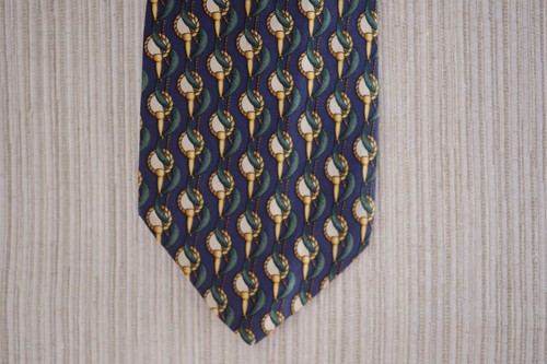 CLASSICO By Paolo Gucci Tie 100% Silk Green Blue Print Necktie 60" x 3,75" Italy - Picture 7 of 9
