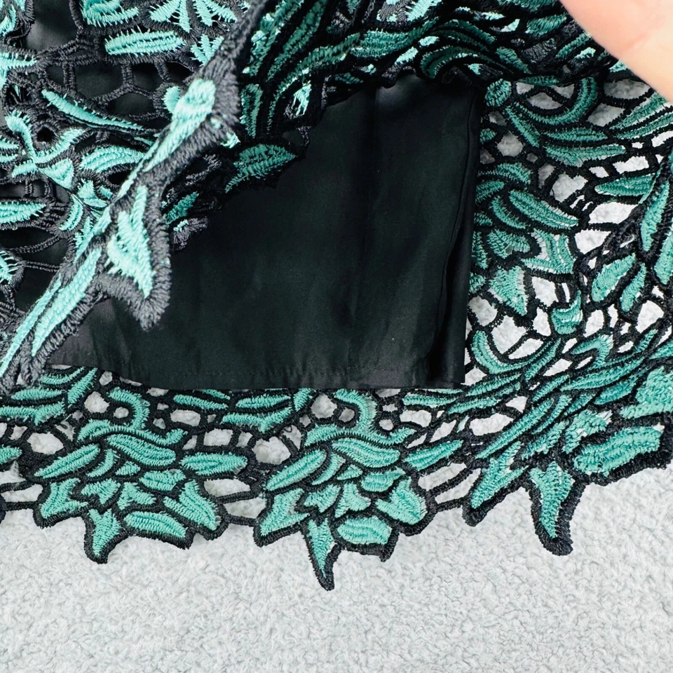 Falda de encaje Baraschi talla 0 negra verde azulado festoneada superpuesta Anthropologie nueva con etiquetas Foto 3 de 4