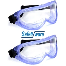 2x Safetyware Eye Protection Clear Anti Fog Lab Safety Goggles Glasses Eyewear