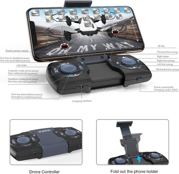 Alternate view of Simrex X300c Mini Drone Quadcopter Foldable Altitude Hold Headless Rtf 360