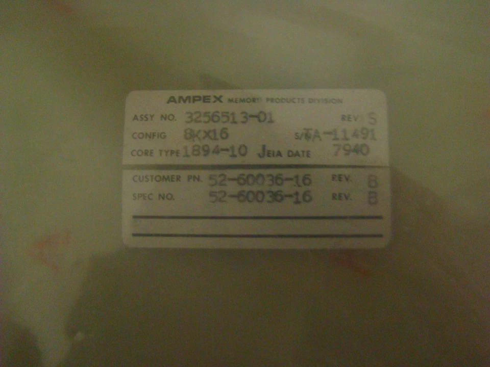 Ampex 3256513-01 Memory Board, 8K x 16, Used - Image 2 of 2