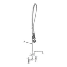 Commercial Deck-Mounted Pre-Rinse Faucet with 8" Centers and 12" Add-On Faucet