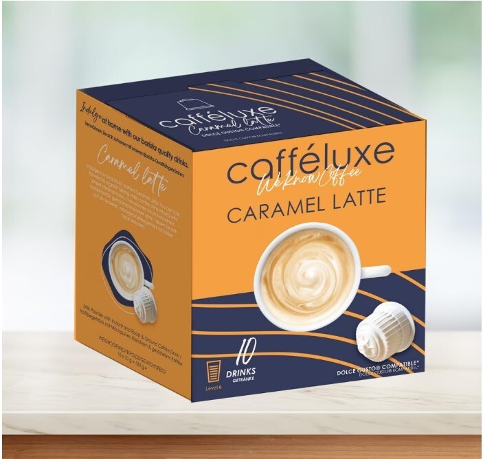 40 Caffeluxe Caramel latte Coffee Pods Caps Nescafe Dolce Gusto